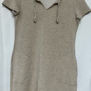 Calvin Klein Beige Short Sleeve Hoodie Dress